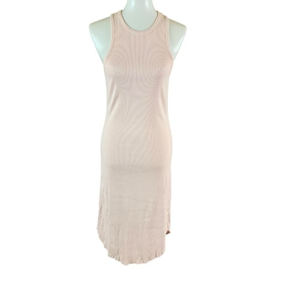Young Fabulous And Broke Blush Ribbed Tank Dress M Bodycon Minimalist Streetwear - Picture 1 of 4